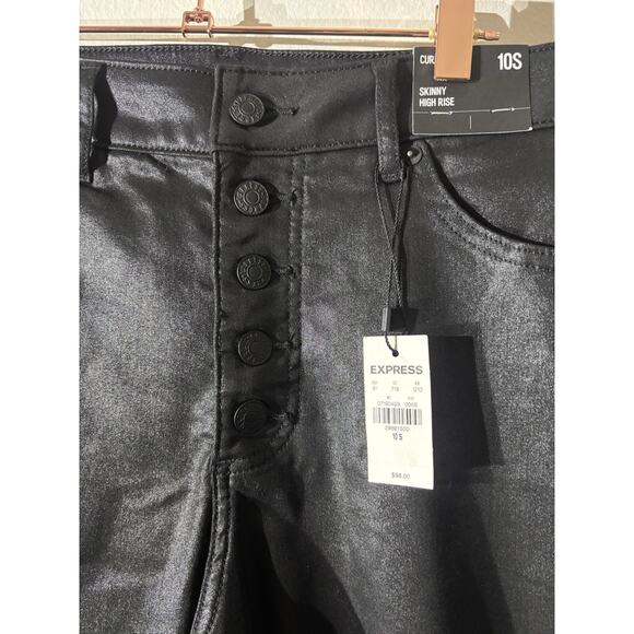 NWT Express Size 10S Black Jean Pants High-Rise Ankle Curvy Skinny Coated - Picture 5 of 5